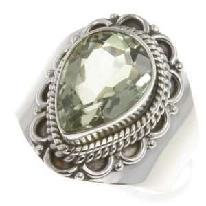  925 Sterling Silver GREEN AMETHYST Ring, Size 8.25, 6.56g 