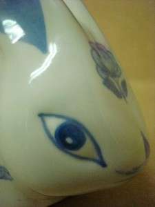 Blue & White Bunny Rabbit Ceramic Floral Design Super  