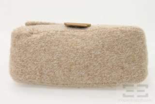 Fendi Tan Knit Cashmere & Leather Buckle Shoulder Bag  