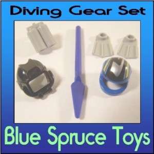 r032 LEGO Diver Minifig Scuba Set Blue Helmet & Spear, Gray Airtank 