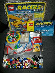 LEGO RACERS board game in Tin box and blocks   seems complete   2001 