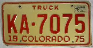 1975 1976 El Paso Colorado KA 7075 License Plate Truck  