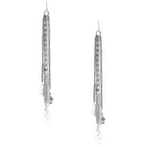  G by GUESS Chain Linear Feather Charm Earrings Jewelry