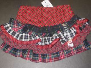 Ralph Lauren Red Plaid Ruffled Skirt Girls 3/3T New  