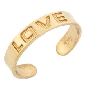  10k Solid Yellow Gold Love Toe Ring Jewelry