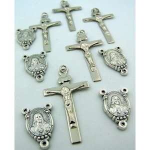  Crucifix Sacred Heart Cross Rosary Center Piece Silver P 