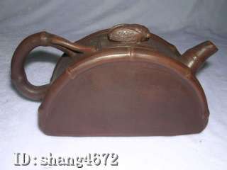 Super Elegant Old YiXing ZiSha Pottery Bamboo Teapot  