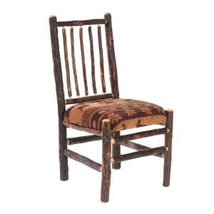   Cottage Hickory Spoke Back Upholstered Log Side Chair