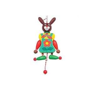  Wooden bunny jumping jack ornament