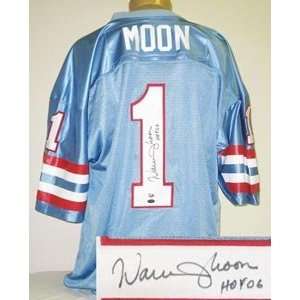  Warren Moon Signed Houston Oilers Custom Jersey   HOF 