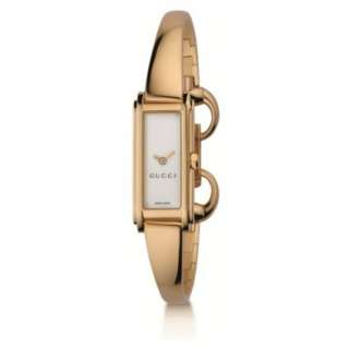 Gucci Womens YA109525 G Line Gold Plated White Dial Watch   designer 
