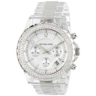Michael Kors Womens MK5397 Glitz Chronograph Clear and Silver Watch 