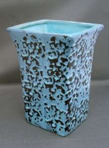 Vintage 1950s McCoy Pottery 7 Inch Aqua Brocade Vase