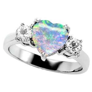   Opal Engagement Ring in .925 Sterling Silver Size 7 Star K Jewelry