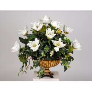 Artificial Magnolia Centerpiece in Bamboo Look Vase 