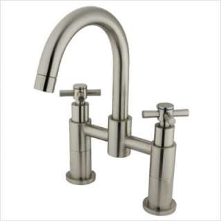 Two Handle Deck Mount Tub and Shower Faucet with Metal Cross Handles 