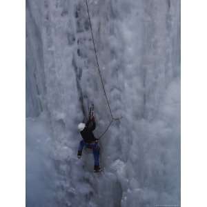 An Ice Climbing Enthusiast Scales a 75 Foot Icefall in Maligne Canyon 