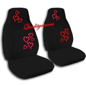 Black seat covers with Red Hearts for a 2006 to 2012 Chevy Impala 
