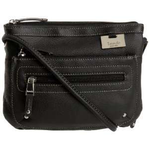 Tignanello WomensBlack Double Zip X Body Handbag WITH FREE IMPORTED 