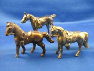 MINIATURE HORSES 1 GOLD 1 BRONZE 1 PLASTIC  