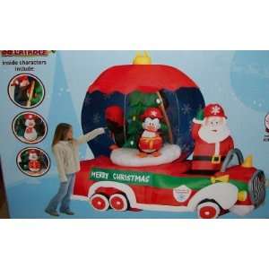 9ft Long Airblown Inflatable Christmas Fire Truck w/ Rotating Globe 