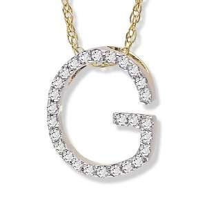  Diamond Initial Pendant G in 14k Yellow Gold with 20in 