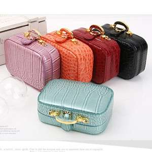 PU Leather Mirror Jewelry Box Cosmetic Cigarette Mini Bag Case Pouch 