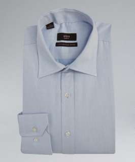 Alara blue textured cotton slim fit dress shirt