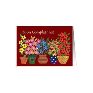  Birthday Card with Italian Greeting   Flower Power Card 