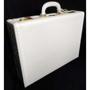  Attache Fine Italian Leather Legal White Briefcase Office 