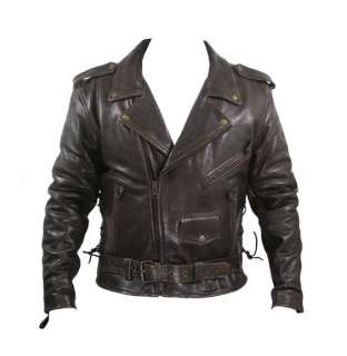Mens Brown Premium Buffalo Leather Motorcycle Jacket  
