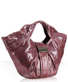 Kooba metallic pink embossed python east west Cameron tote   