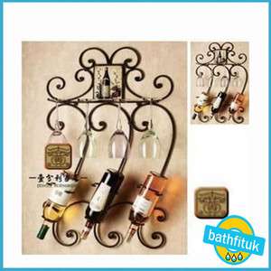 Wall mounted Metal Wine & Cup Rack New  
