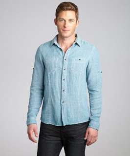 Cohesive bright blue cotton Graffton striped button front shirt