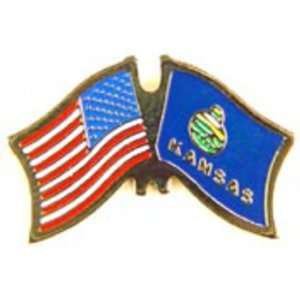  American & Kansas Flags Pin 1 Arts, Crafts & Sewing