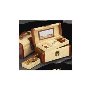   Beige Ultra Suede Jewelry Box Case With Travel Tray