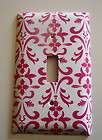 Pink and White Damask Paper Single Light Switch Cover Plate