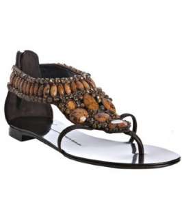 Giuseppe Zanotti brown and amber jeweled thong sandals   up to 