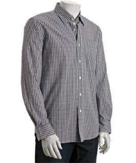 Joseph Abboud toffee and blue mini check cotton shirt   up to 