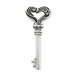  925 Sterling Silver Antiqued Key Pendant Jewelry