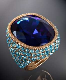 Kenneth Jay Lane sapphire crystal pavé cocktail ring   up to 