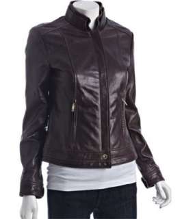 Laundry by Shelli Segal brown lambskin double collar jacket   