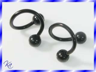 2pc 18g Steel Black Spiral Belly Nose Lip Ring 0pN  