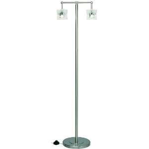     8017   Lite Source  Twin Lite Floor Lamp, Ps W/clear Gls Shade E12