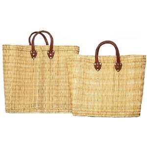 Moroccan Straw Summer Beach / Shopper / Tote Bag Set of 2 Large20x18 