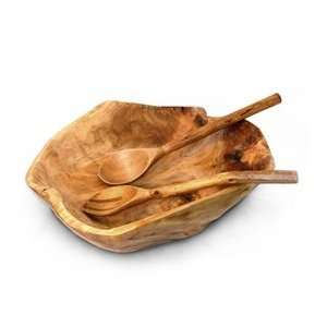  Root Wood Extra Large Salad Bowl with Root Servers 
