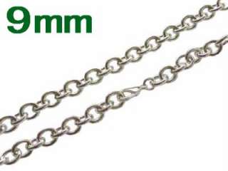 Silver EP Solid 9MM ROLO Chain 16~32 Unisex DIY Hiphop  