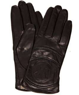 MICHAEL Michael Kors black leather Trapunto MK logo gloves   