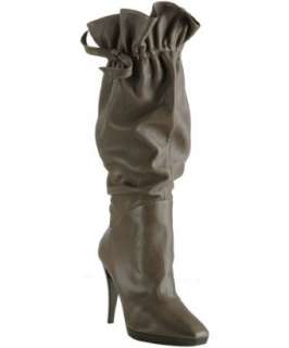 Charles Nolan grey leather Kelsey ruched tall boots   up to 