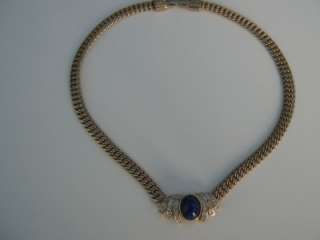 Panetta Necklace Lapis Colored Stone Vintage  